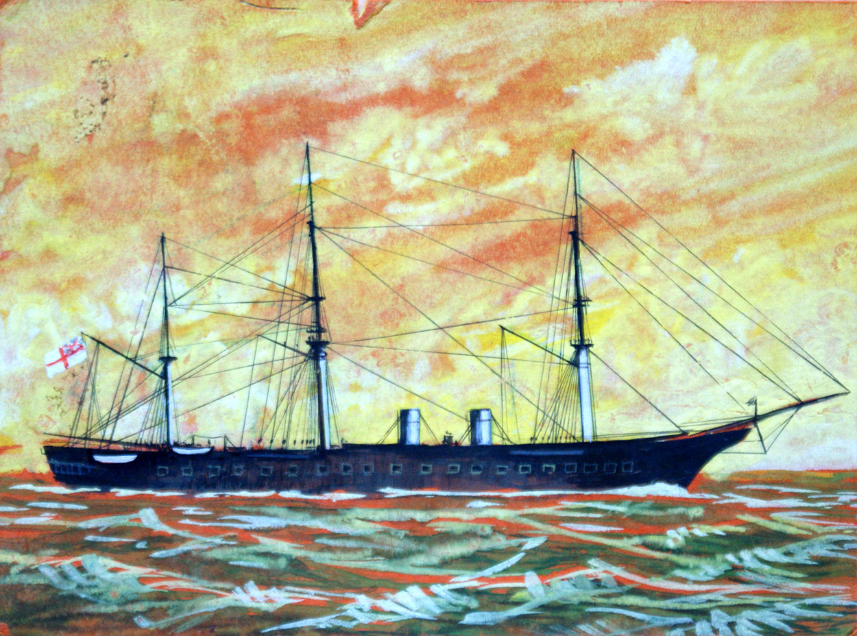Early Naval Steam Ship (Original) art by Military at The Illustration Art Gallery