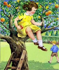 Girl in an Orange Tree (Original) (Signed)