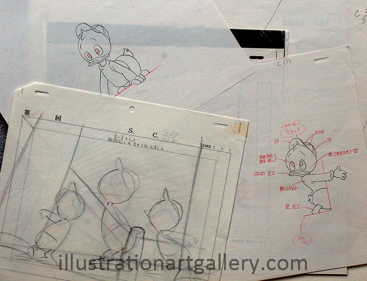 Duck Tales with Huey, Louie and Dewey (Original Cel)