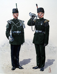 Military Uniforms - Buglers, Light Infantry & Royal Green Jackets (Original) (Signed) Military Uniforms - Buglers, Light Infantry & Royal Green Jackets (Original) (Signed)