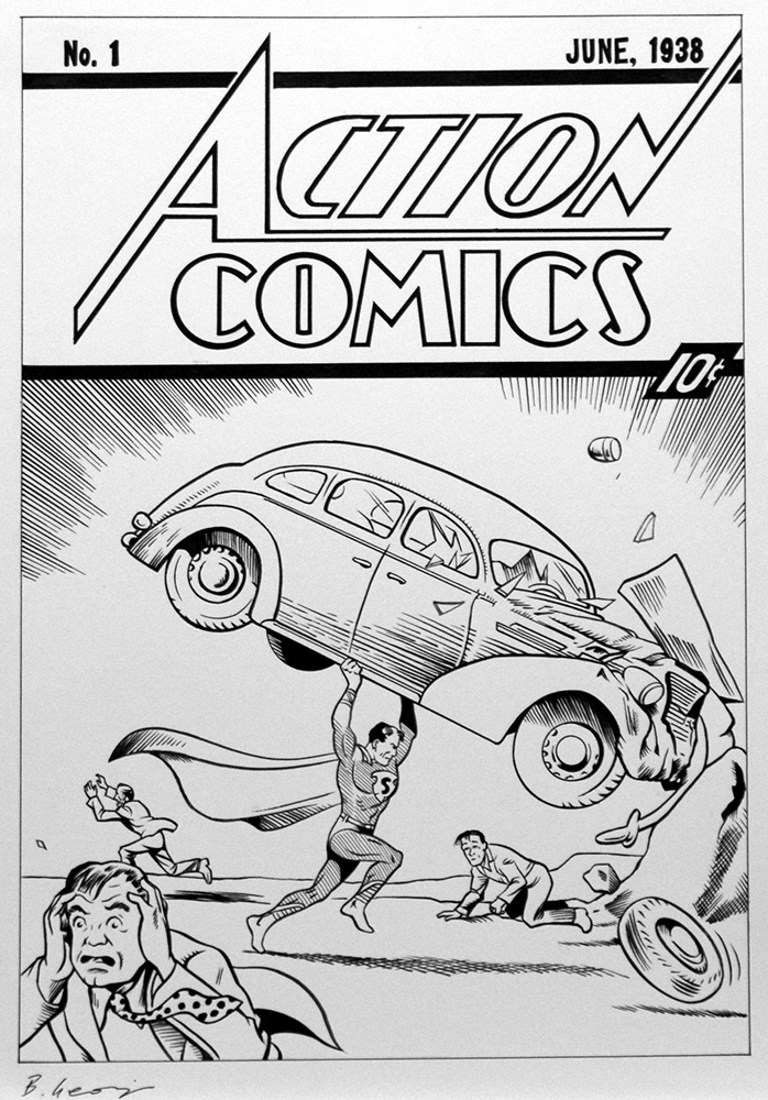 Action Comics 1 cover Re-Creation (Original) (Signed) art by Bambos (Georgiou) Art at The Illustration Art Gallery