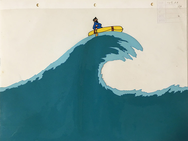 Captain Haddock on The Wave (after Herg) (Original) by Tintin at The Illustration Art Gallery