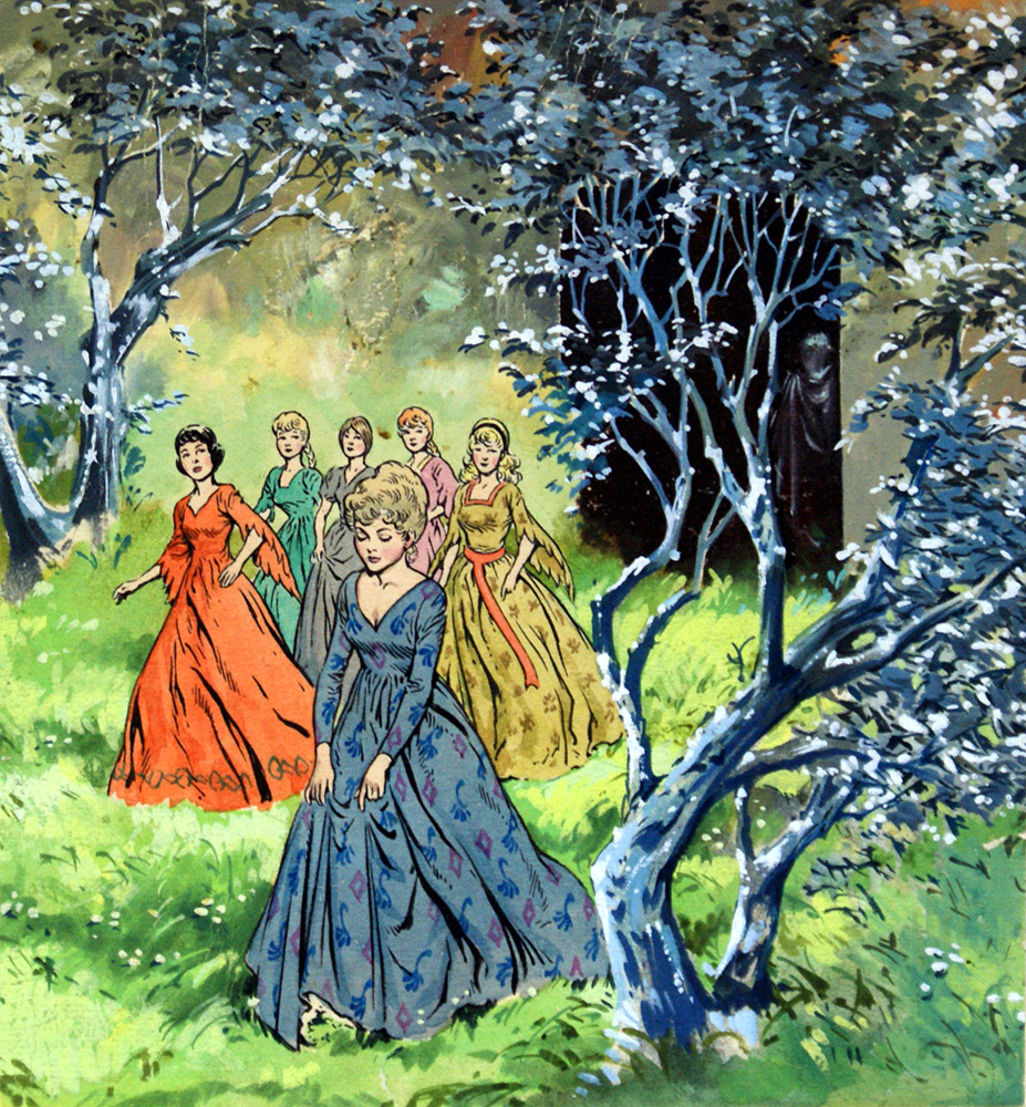 Princesses in the Forest (Original) art by The Dancing Princesses (Blasco) Art at The Illustration Art Gallery