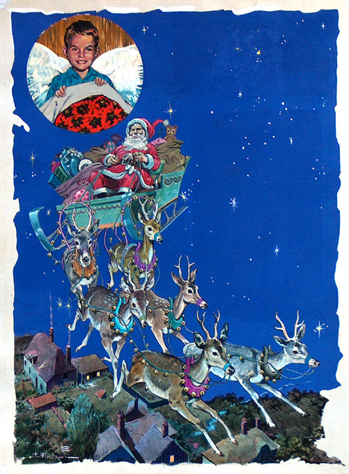 Santa and his Sleigh (Original) (Signed)