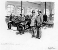 Bugatti's First Workshop at Molsheim art by Ralph Bruce