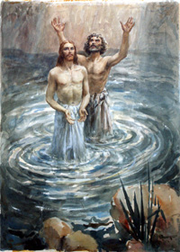 John the Baptist Baptises Jesus (Original) (Signed)
