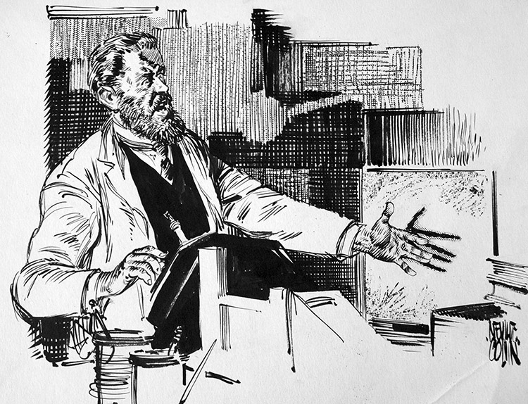 Wilhelm Roentgen X-Ray (Original) (Signed) by Magazine Illustrations (Colvin) at The Illustration Art Gallery