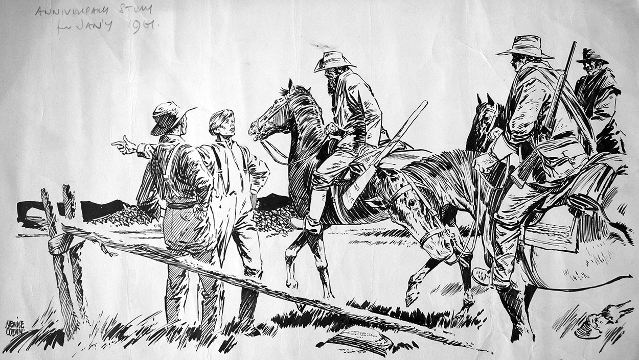 Boer War story illustration (Original) (Signed) art by Magazine Illustrations (Colvin) at The Illustration Art Gallery