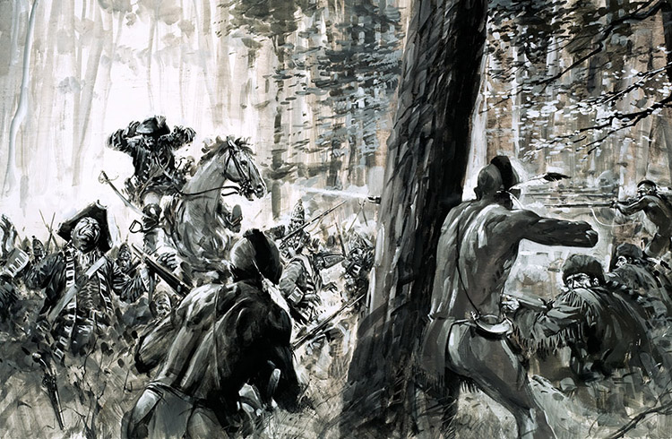 General Braddock Ambushed in 1765 (Original) by Other Military Art (Coton) at The Illustration Art Gallery