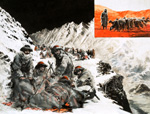 A Camel Caravan camped in the Pamir Mountains (Original) (Signed)
