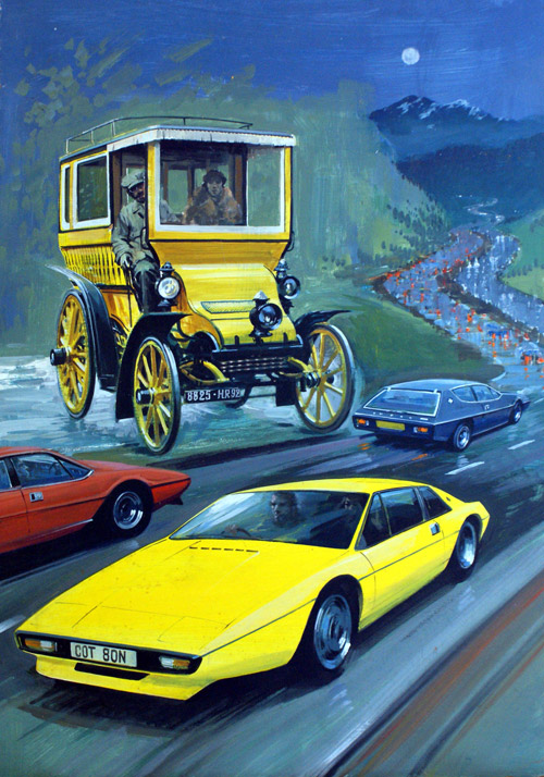 Cars Through the Ages (Original) (Signed) by Graham Coton at The Illustration Art Gallery