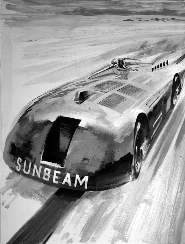 The Sunbeam and Henry Segrave break 200 M.P.H. (Original) by Graham Coton at The Illustration Art Gallery