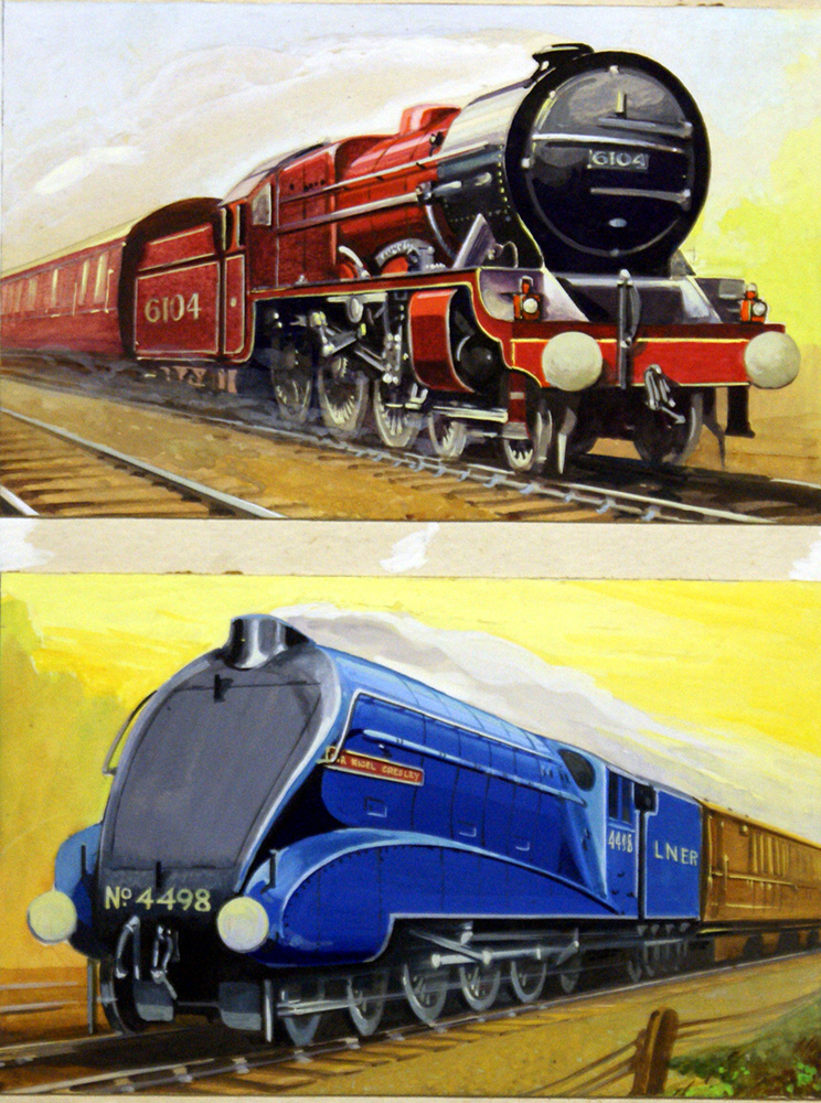 Sir Nigel Gresley and Royal Scot Steam Locomotives (Original) art by Geoffrey Day at The Illustration Art Gallery