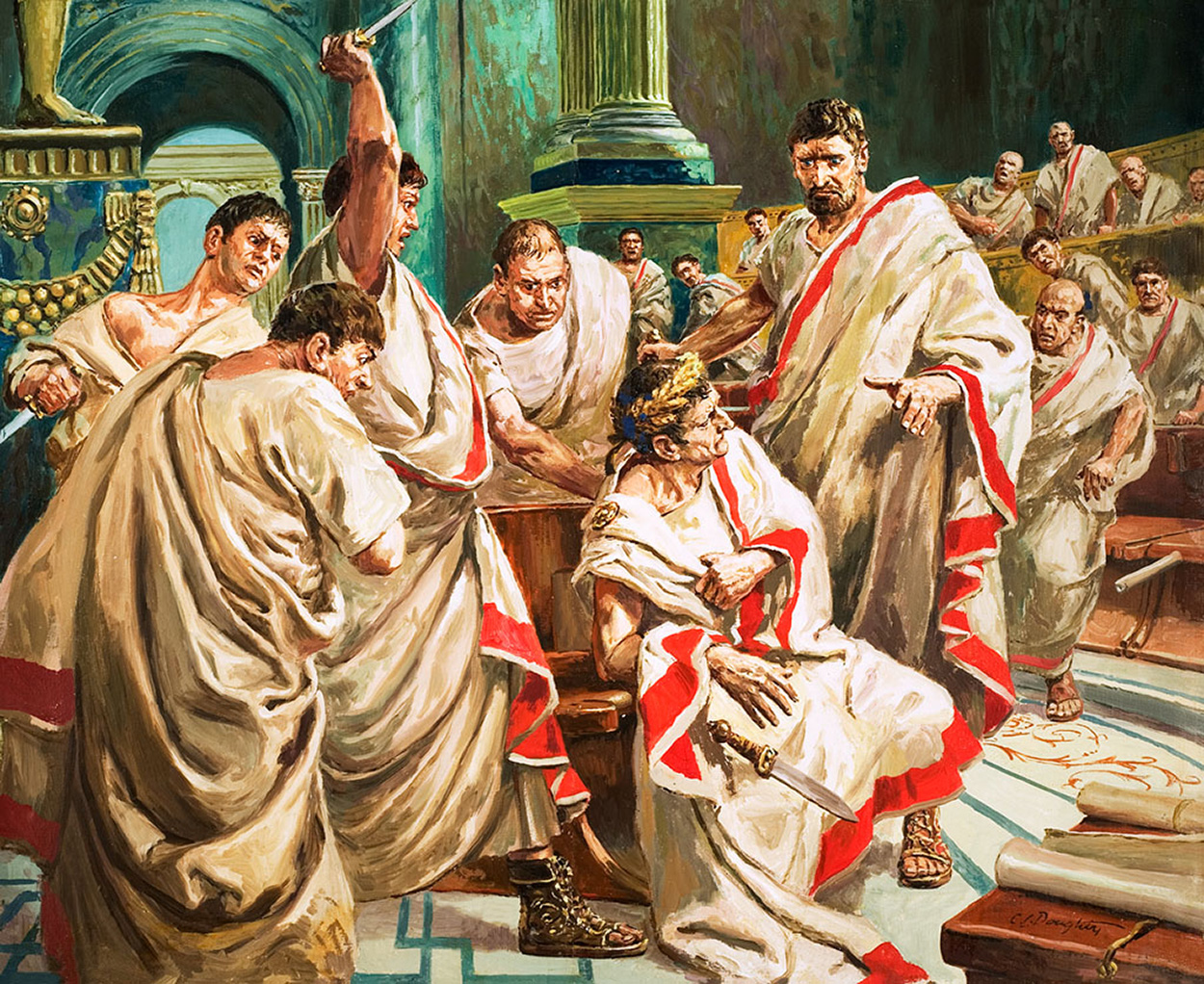 The Death Of Julius Caesar (Original) (Signed) art by Cecil Doughty Art at The Illustration Art Gallery