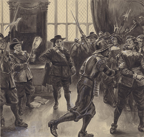 Cromwell dissolving Parliament (Original) (Signed) by British History (Doughty) at The Illustration Art Gallery