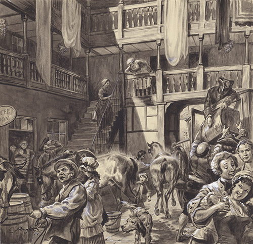 The George Inn (Original) (Signed) by British History (Doughty) at The Illustration Art Gallery