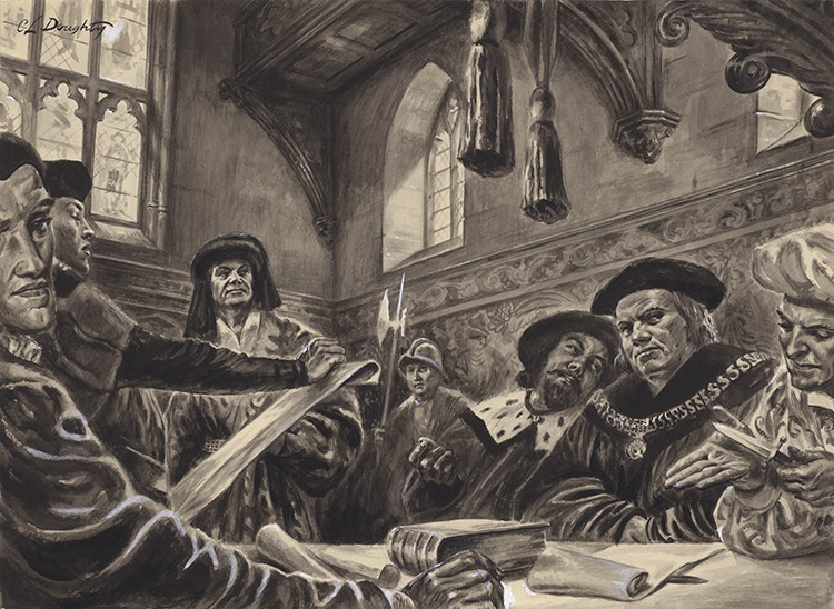 The Court of The Star Chamber (Original) (Signed) by British History (Doughty) at The Illustration Art Gallery