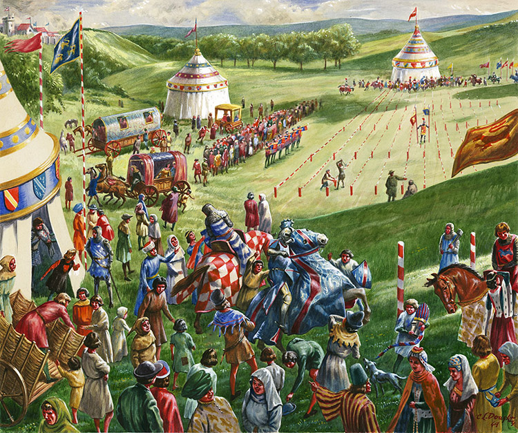 Medieval Tournament (Original) (Signed) by British History (Doughty) at The Illustration Art Gallery
