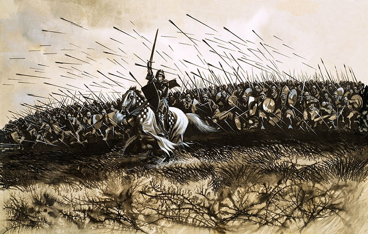 The French Army Under a Hail Of Arrows at Agincourt (Original) by British History (Ron Embleton) at The Illustration Art Gallery
