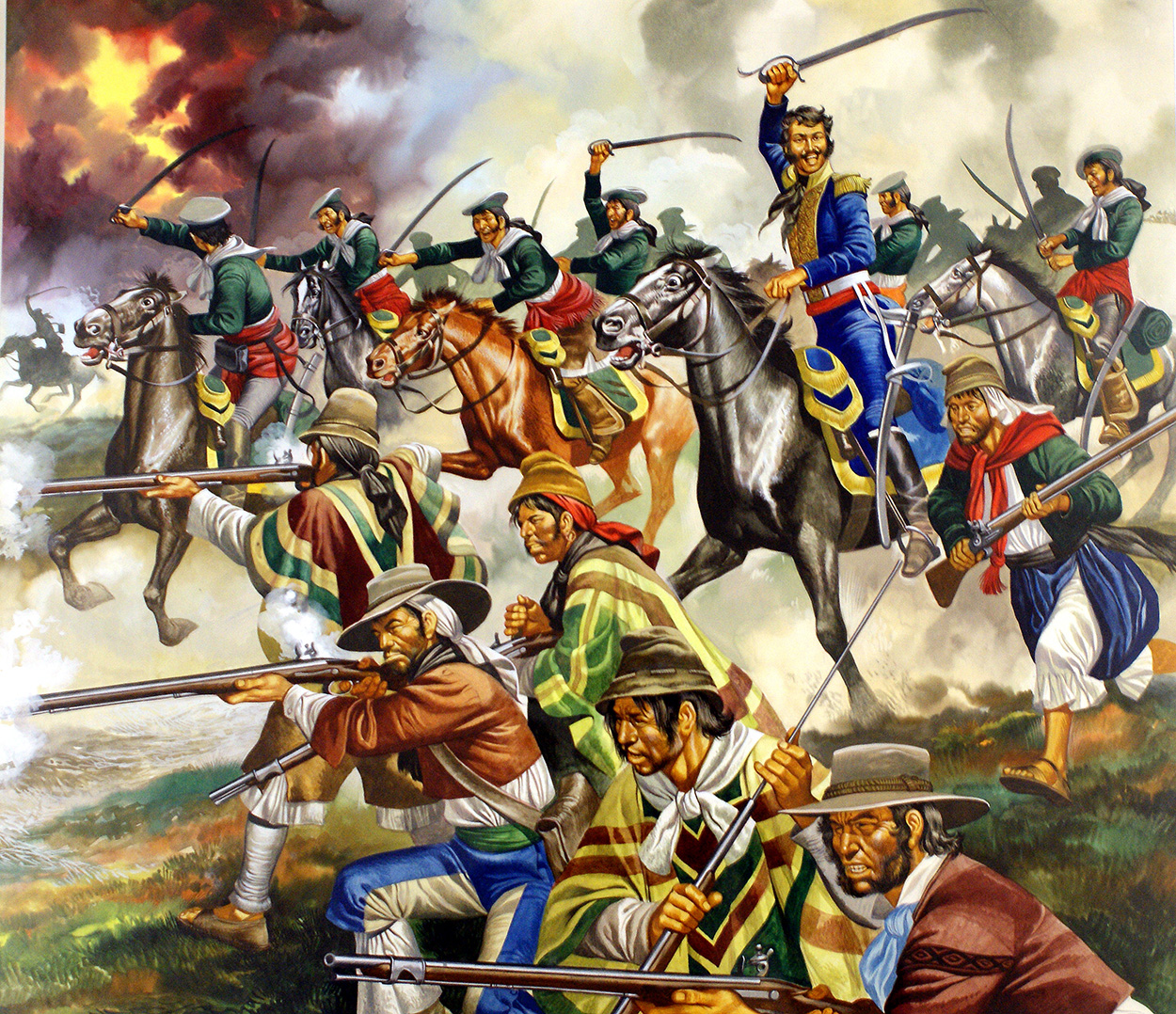 Bolivar Leads the Charge (Original) art by Central and South American History (Ron Embleton) at The Illustration Art Gallery