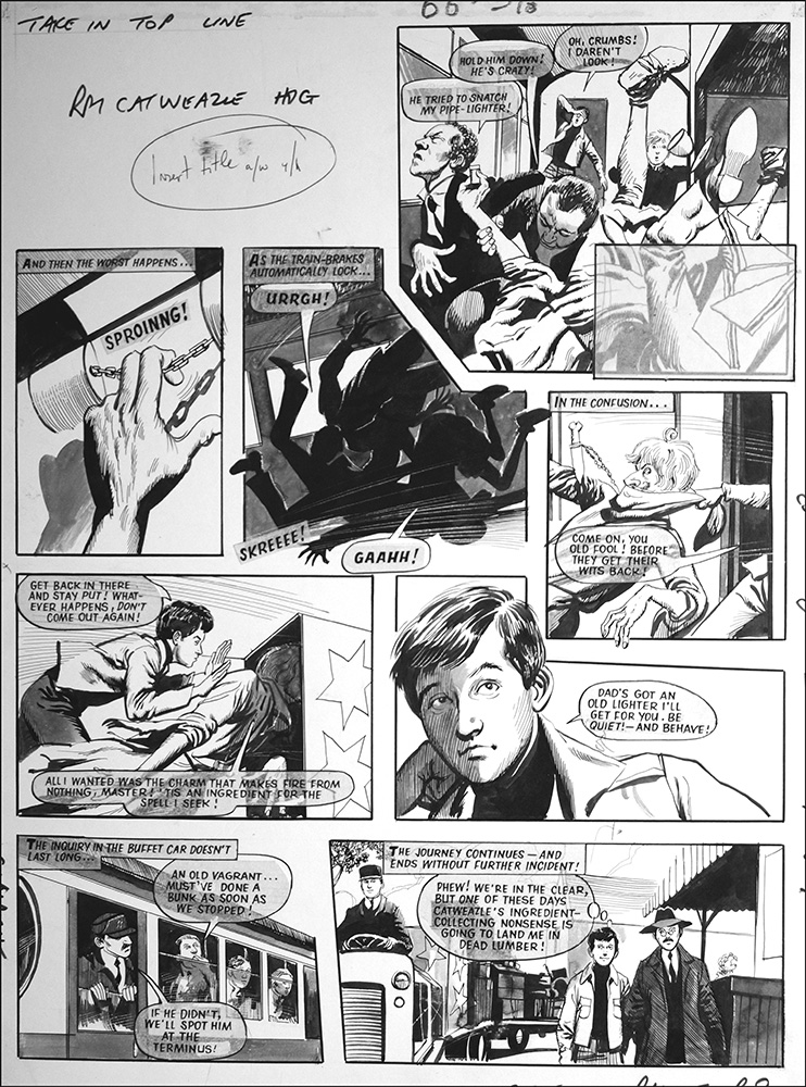 Catweazle - Emergency Stop (TWO pages) (Originals) art by Catweazle (Gerry Embleton) at The Illustration Art Gallery