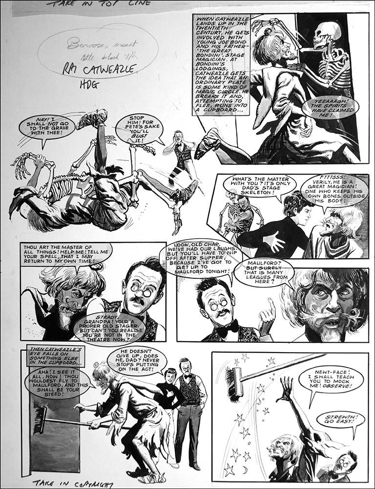 Catweazle - Skeleton in the Closet (TWO pages) (Originals) art by Catweazle (Gerry Embleton) at The Illustration Art Gallery