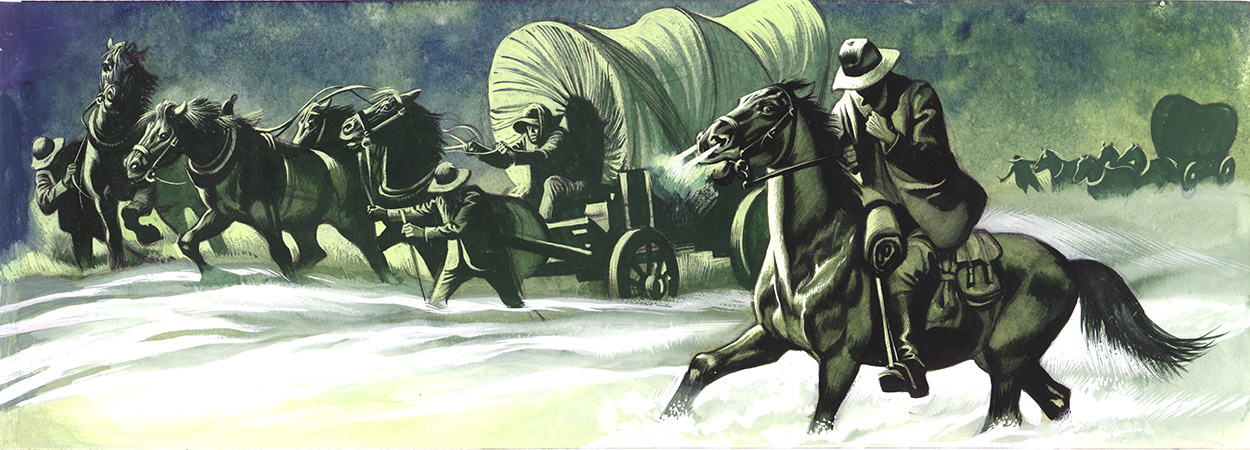 Winter Wagon Train (Original) art by The Winning of the West (Ron Embleton) at The Illustration Art Gallery