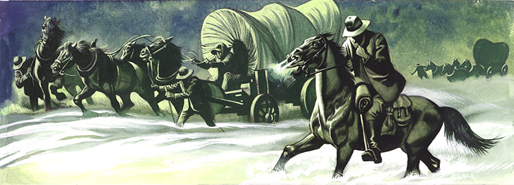Winter Wagon Train (Original) by The Winning of the West (Ron Embleton) at The Illustration Art Gallery