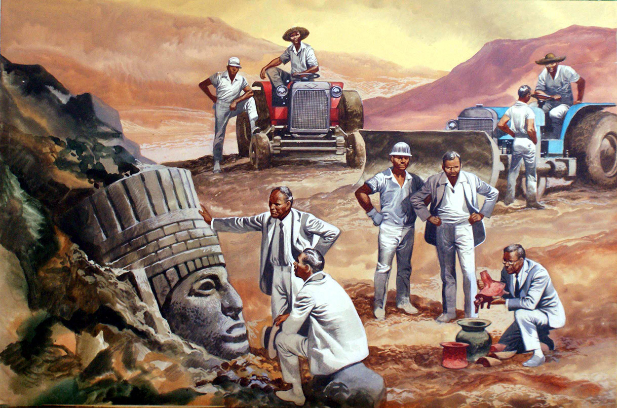 Excavations in Mexico (Original) art by Central and South American History (Ron Embleton) at The Illustration Art Gallery