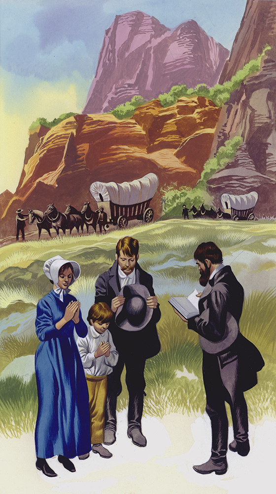 A Prayer for Safe Travel on the Wagon Trail (Original) art by The Winning of the West (Ron Embleton) at The Illustration Art Gallery