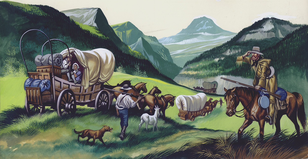American Pioneers Wagon Trail (Original) art by The Winning of the West (Ron Embleton) at The Illustration Art Gallery