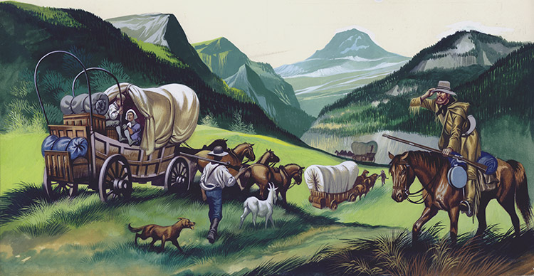 American Pioneers Wagon Trail (Original) by The Winning of the West (Ron Embleton) at The Illustration Art Gallery