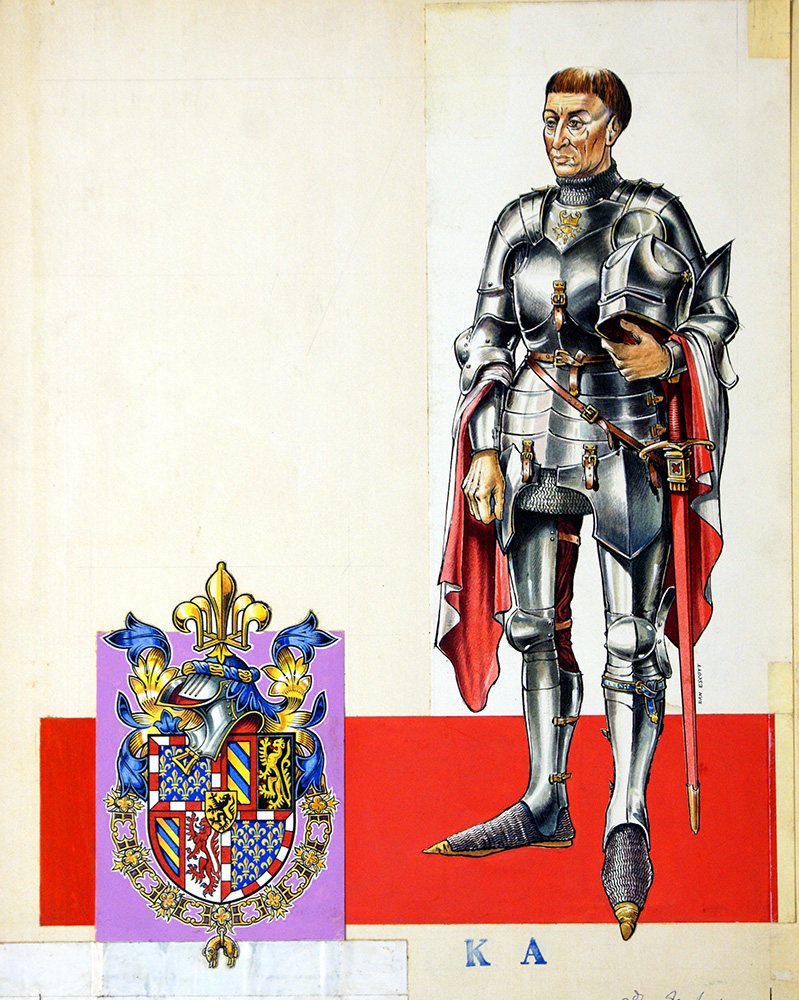 Knight and Coat of Arms (Original) (Signed) art by Dan Escott at The Illustration Art Gallery