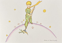 The Little Prince keeping the Baobabs away (Limited Edition Print)