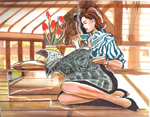 Enjoying the Morning Papers (Original) (Signed)