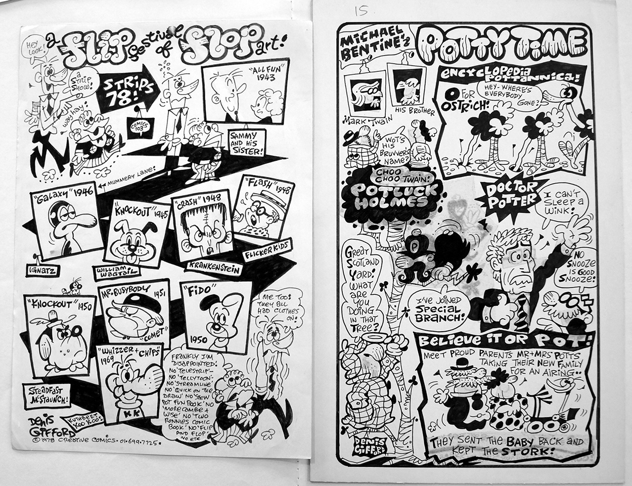 Four Joke Comic Pages (Originals) (Signed) art by Denis Gifford Art at The Illustration Art Gallery