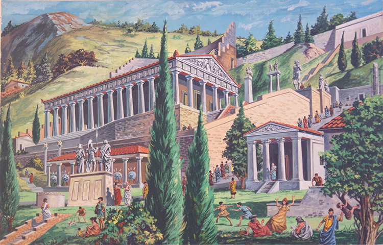 The Temple of Apollo at Delphi (Original) by Ruggero Giovannini at The Illustration Art Gallery