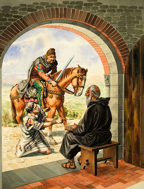 Saint Benedict (Original) by Michael Godfrey at The Illustration Art Gallery