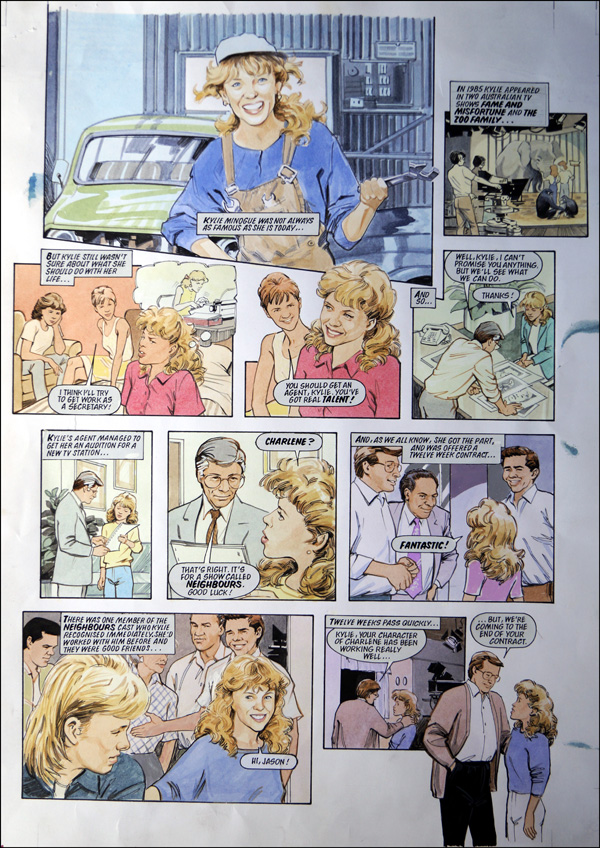 Kylie Minogue - Kylie's Story 4 (TWO pages) (Originals) by Maureen & Gordon Gray at The Illustration Art Gallery