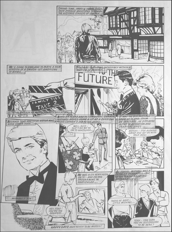 Michael J Fox - His Early Life (FOUR pages) (Originals) by Maureen & Gordon Gray at The Illustration Art Gallery