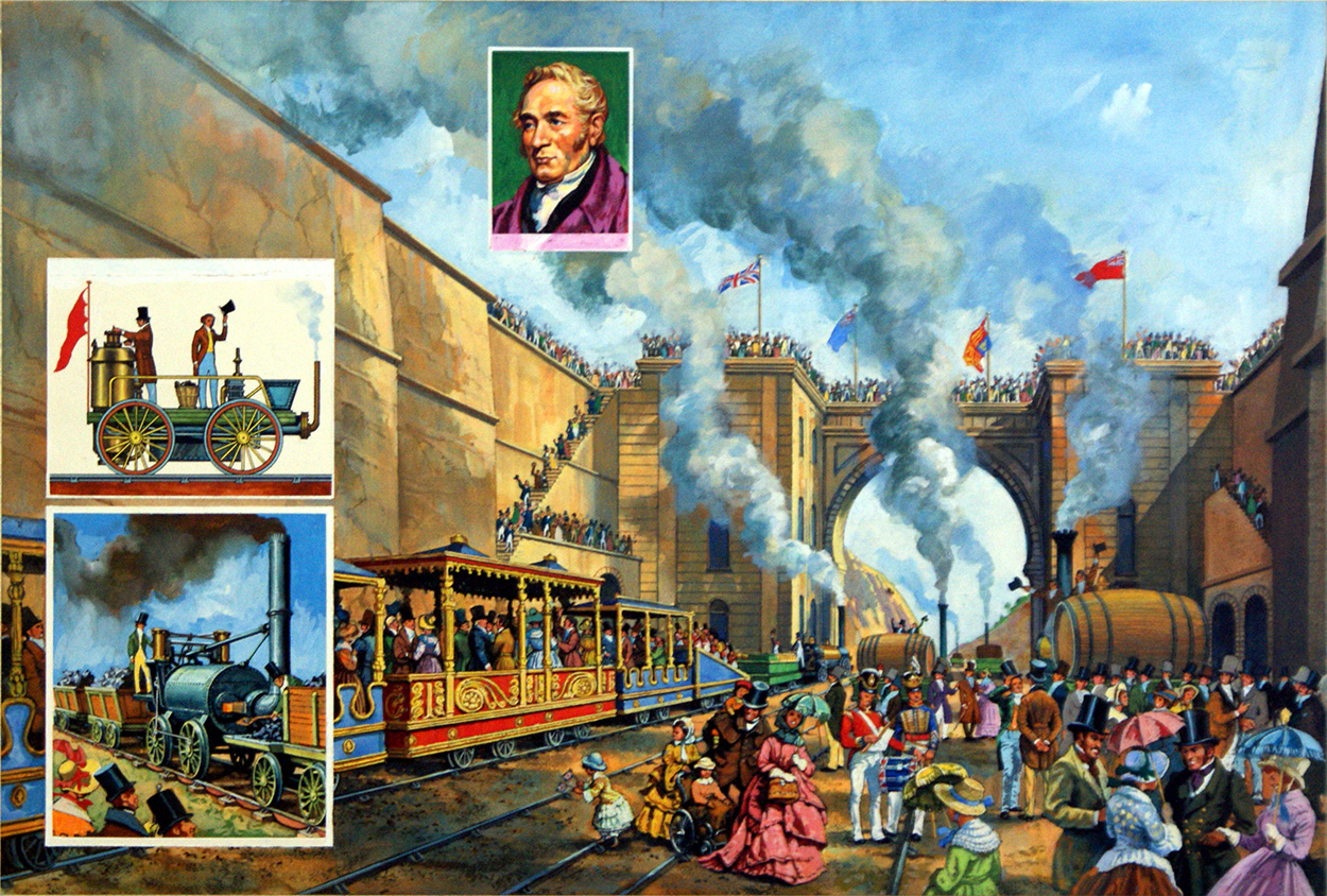 Opening of the Liverpool and Manchester Railway (Original) art by Harry Green at The Illustration Art Gallery