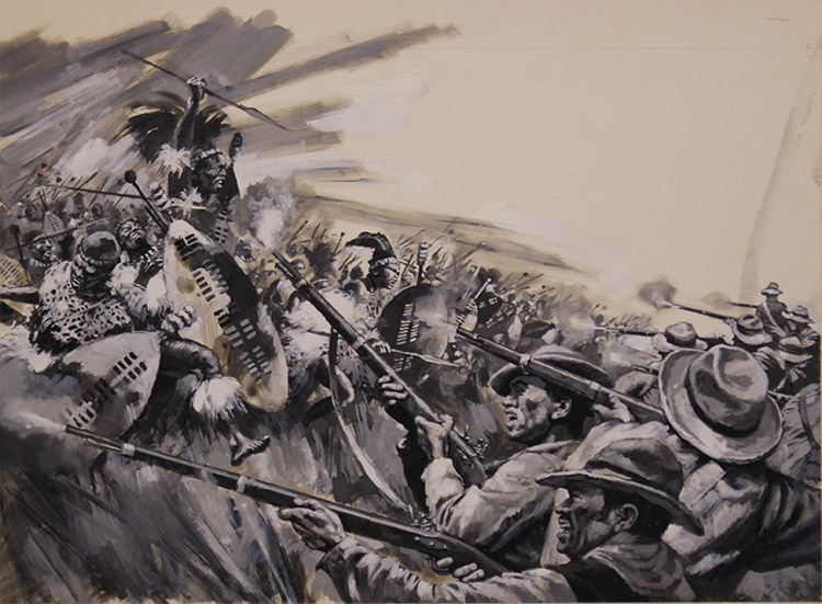 Zulu Massacre at Blood River (Original) by Harry Green at The Illustration Art Gallery