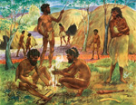 Aborigines making fire (Original Macmillan Poster) (Print)