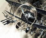 Biplane Dogfight (Original) (Signed)