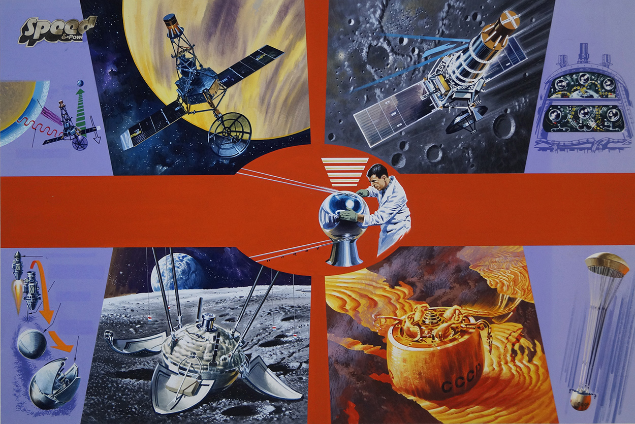 Unmanned Space Mission Board (Original) (Signed) art by Space (Wilf Hardy) at The Illustration Art Gallery