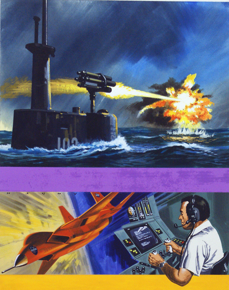 A Rocket Launcher developed for use by Submarines (Original) (Signed) art by Sea (Wilf Hardy) at The Illustration Art Gallery