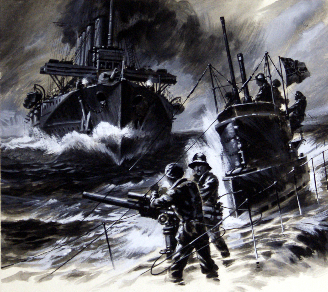 U-Boat Sunk - The End of U-15 (Original) art by Sea (Wilf Hardy) at The Illustration Art Gallery