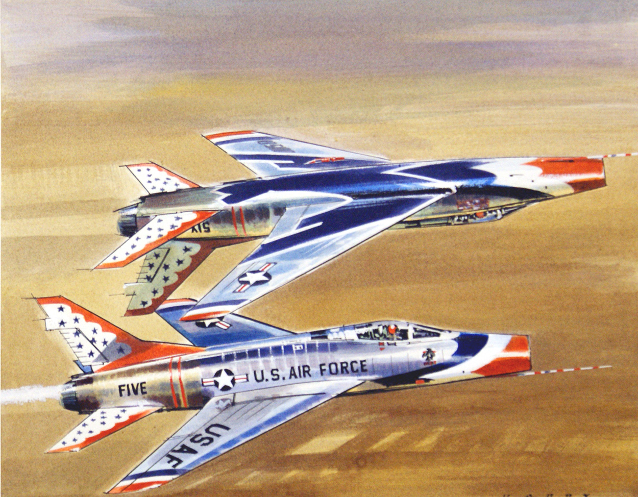Thunderbirds! USAF Aerobatic Display Team (Original) (Signed) art by Air (Wilf Hardy) at The Illustration Art Gallery