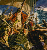 Christ Commands the Sea to be Calm (Original) (Signed)