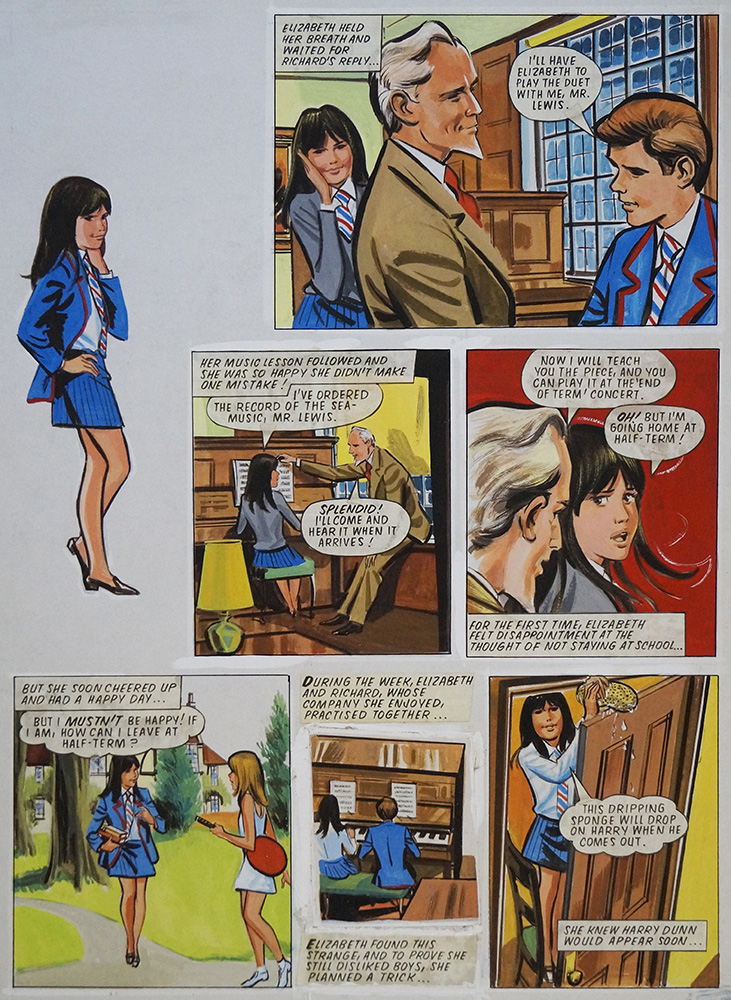 Enid Blyton's The Naughtiest Girl in the School: The Slap (THREE pages) (Originals) art by Tony Higham Art at The Illustration Art Gallery